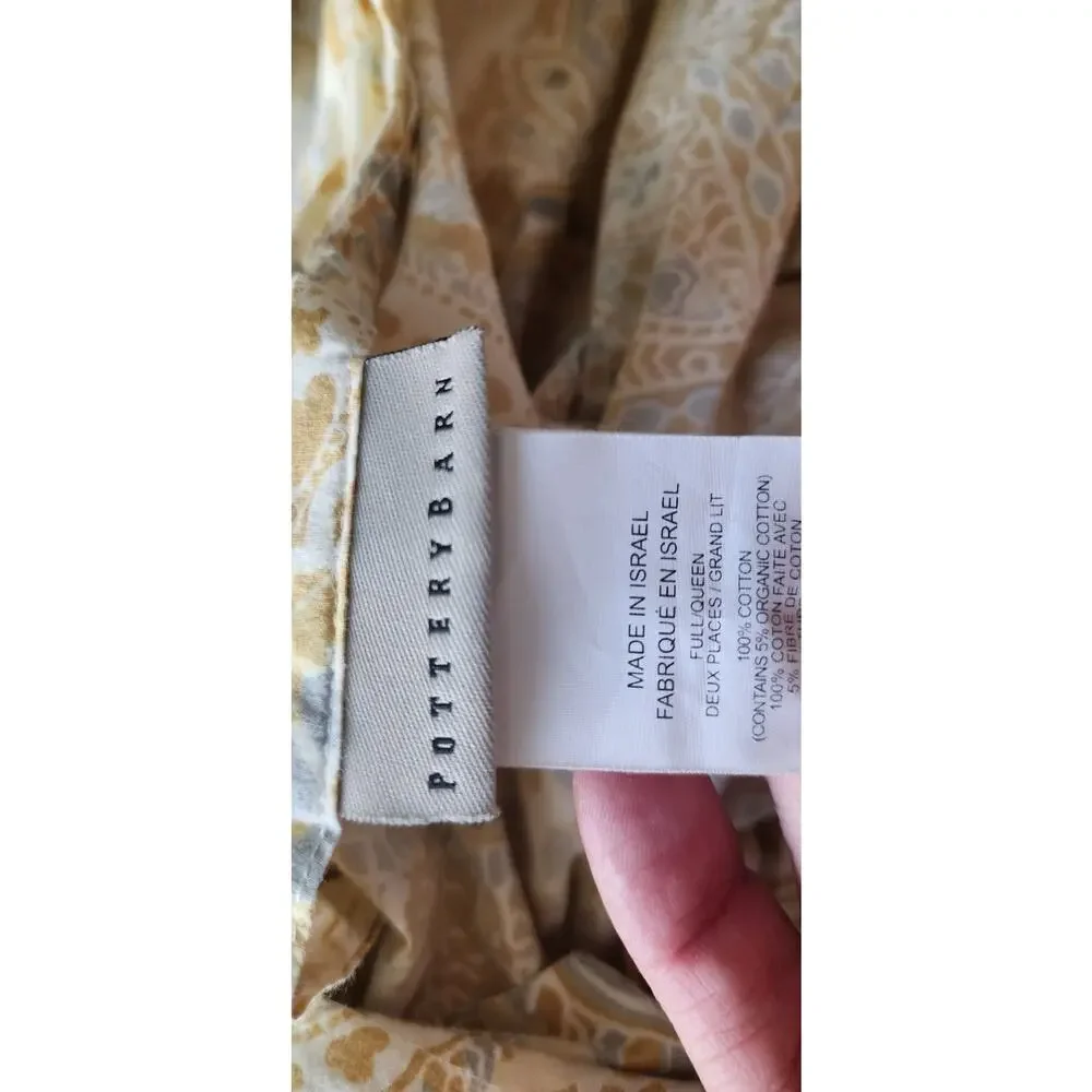 Pottery Barn Yellow Cotton Viola Paisley Duvet Cover Set Full/Queen Shams